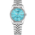 ABREXO, AESTHETIC Series Analog Watch For Men (Quartz, Stainless Steel, Silver, Skyblue)