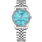 ABREXO, AESTHETIC Series Analog Watch For Men (Quartz, Stainless Steel, Silver, Skyblue)