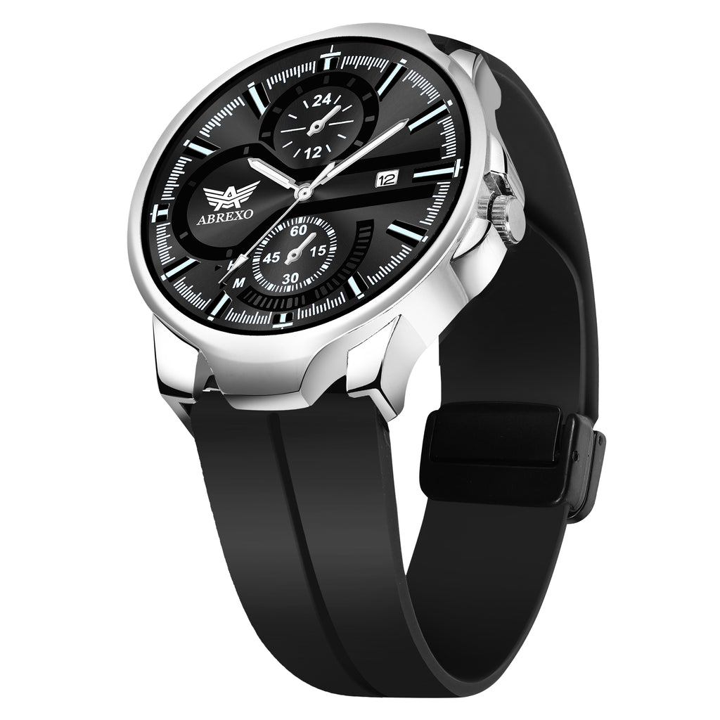 ABREXO, Black Dial Black Magnet Strap Analog Watch For Men (Quartz, Date Display, Men)