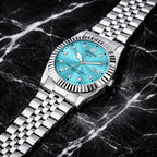 ABREXO, AESTHETIC Series Analog Watch For Men (Quartz, Stainless Steel, Silver, Skyblue)