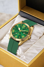 ABREXO, TYCOON Series Date Working Analog Watch For Men (Quartz, Magnet Strap, Green, Gold)