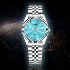 ABREXO, AESTHETIC Series Analog Watch For Men (Quartz, Stainless Steel, Silver, Skyblue)