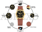 ABREXO, TYCOON Series Date Working Analog Watch For Men (Quartz, Magnet Strap, Green, Gold)