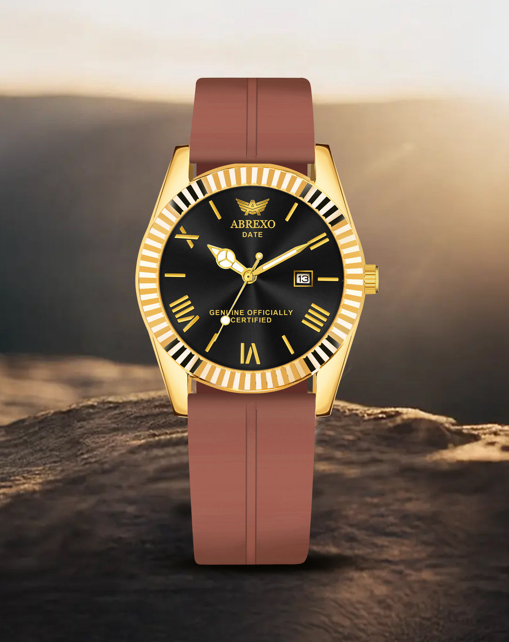 ABREXO, TYCOON Series Date Working Analog Watch For Men (Quartz, Magnet Strap, Green, Gold)