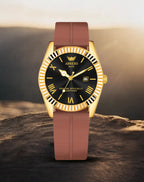 ABREXO, TYCOON Series Date Working Analog Watch For Men (Quartz, Magnet Strap, Green, Gold)