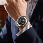 ABREXO, Black Dial Black Magnet Strap Analog Watch For Men (Quartz, Date Display, Men)
