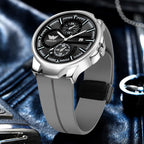 ABREXO, Black Dial Black Magnet Strap Analog Watch For Men (Quartz, Date Display, Men)