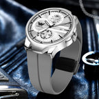 ABREXO, Black Dial Black Magnet Strap Analog Watch For Men (Quartz, Date Display, Men)