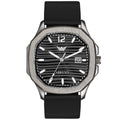ABREXO Gun Metal Series Analog Watch For Men (Quartz, Silicone Strap, Black)