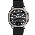 ABREXO Gun Metal Series Analog Watch For Men (Quartz, Silicone Strap, Black)