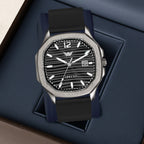 ABREXO Gun Metal Series Analog Watch For Men (Quartz, Silicone Strap, Black)