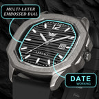 ABREXO Gun Metal Series Analog Watch For Men (Quartz, Silicone Strap, Black)
