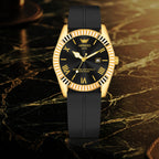ABREXO, TYCOON Series Date Working Analog Watch For Men (Quartz, Magnet Strap, Green, Gold)