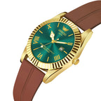 ABREXO, TYCOON Series Date Working Analog Watch For Men (Quartz, Magnet Strap, Green, Gold)