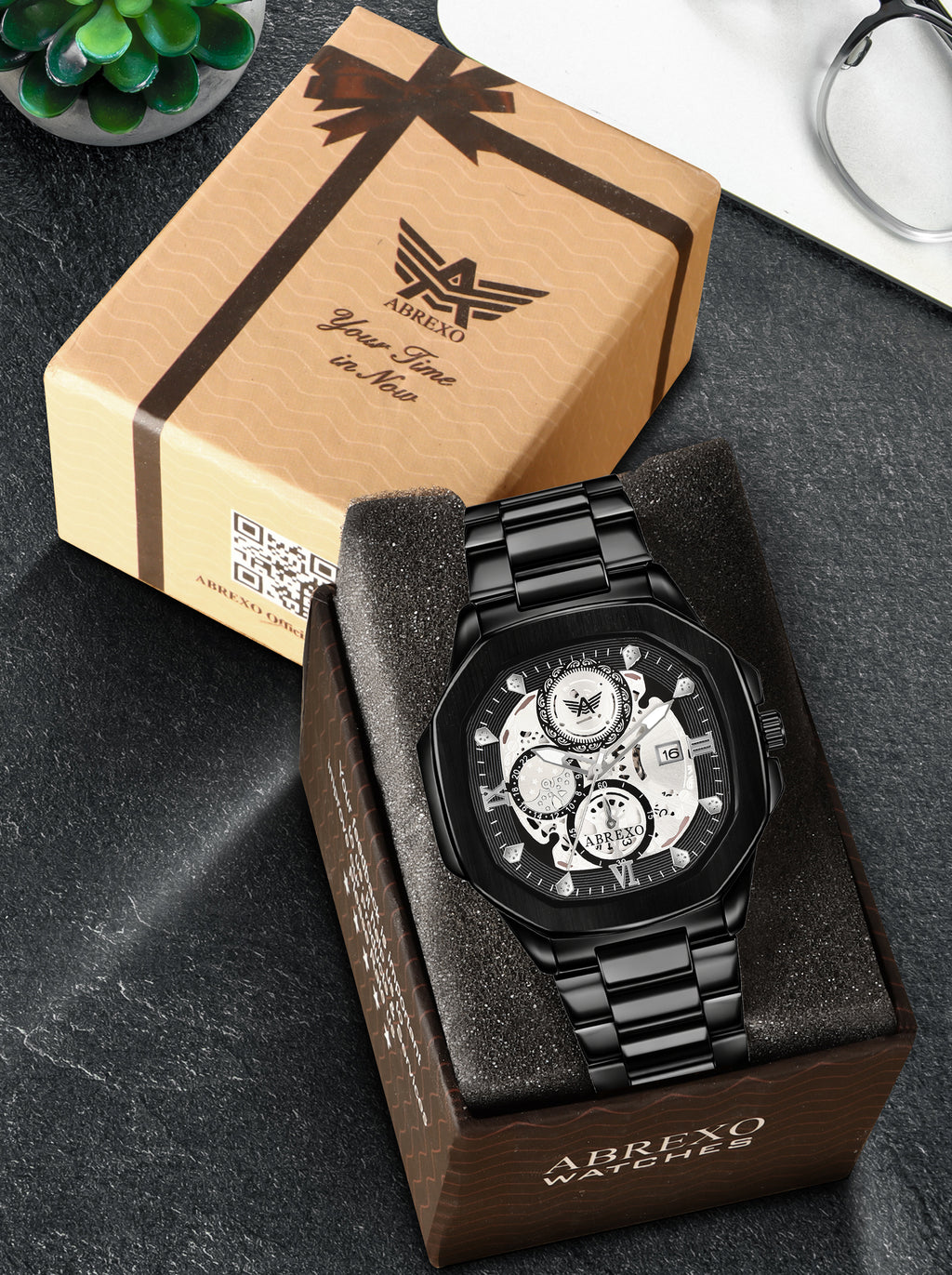 ABREXO, GODFATHER Series Analog Watch For Men (Quartz, Stainless Steel, Black)