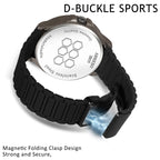 ABREXO,Gun Metal Magnetic Buckle Analog Watch For Men (Quartz, Silicone Strap, Black)