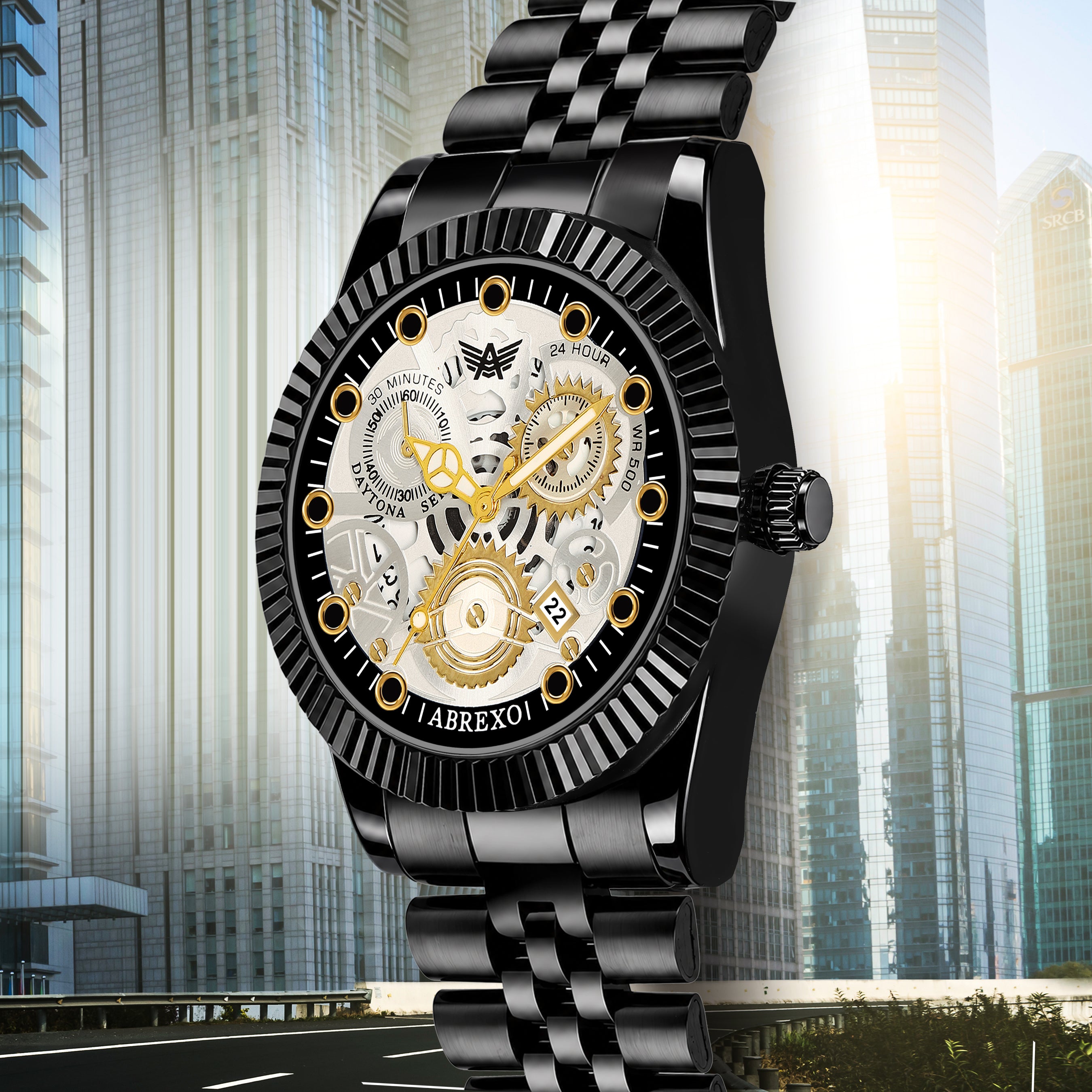 ABREXO DAYTONA Series Analog Watch For Men (Quartz, Stainless Steel, Luxury Watch)