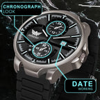 ABREXO,Gun Metal Magnetic Buckle Analog Watch For Men (Quartz, Silicone Strap, Black)