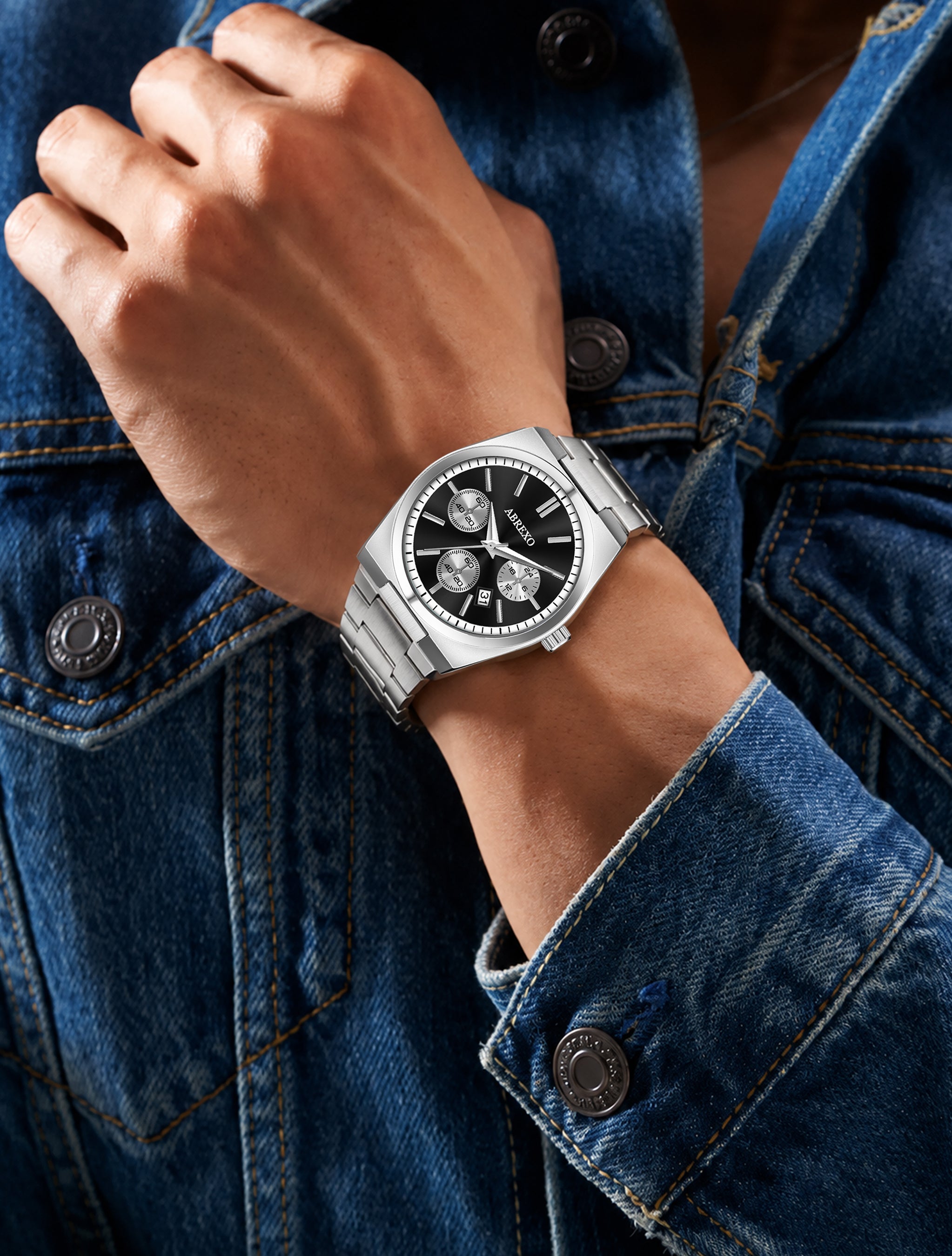 ABREXO, CEO Series Analog Watch For Men (Quartz, Stainless Steel, Silver)