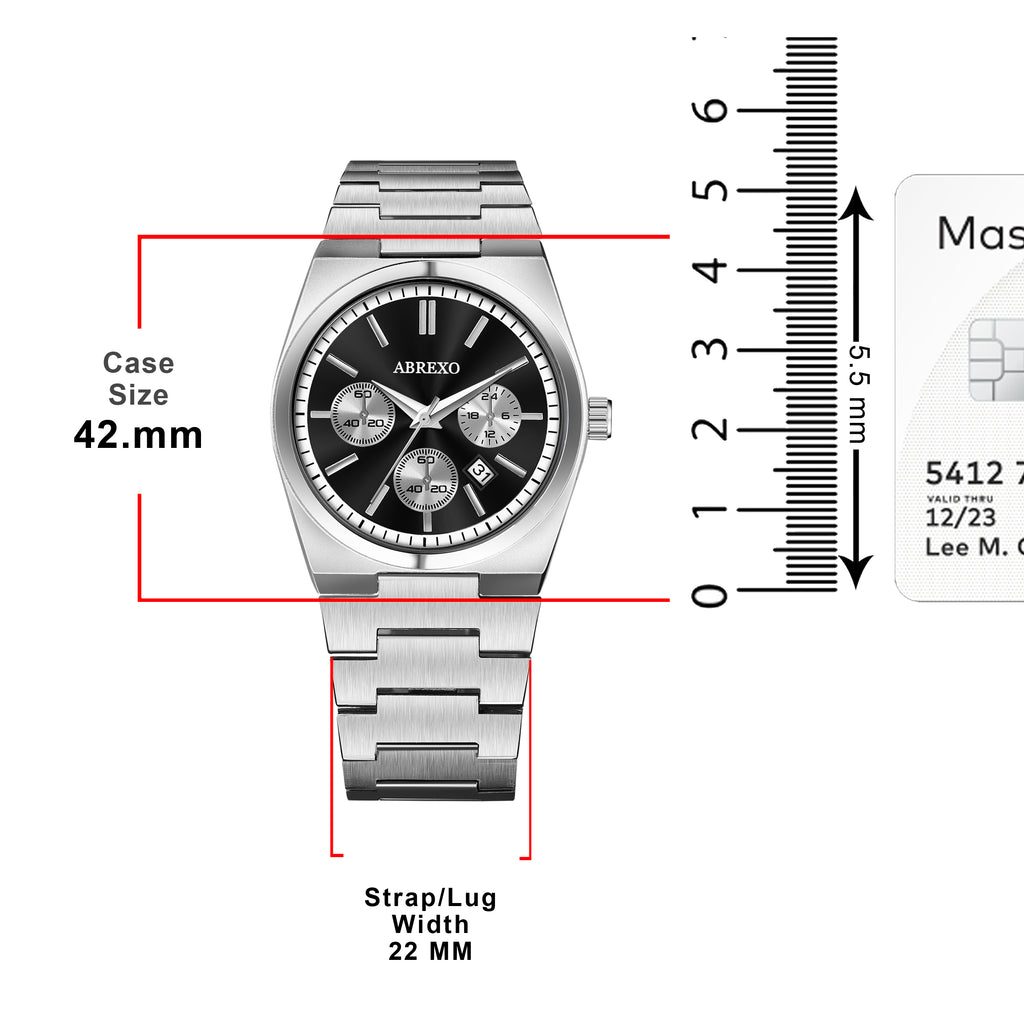 ABREXO, CEO Series Analog Watch For Men (Quartz, Stainless Steel, Silver)