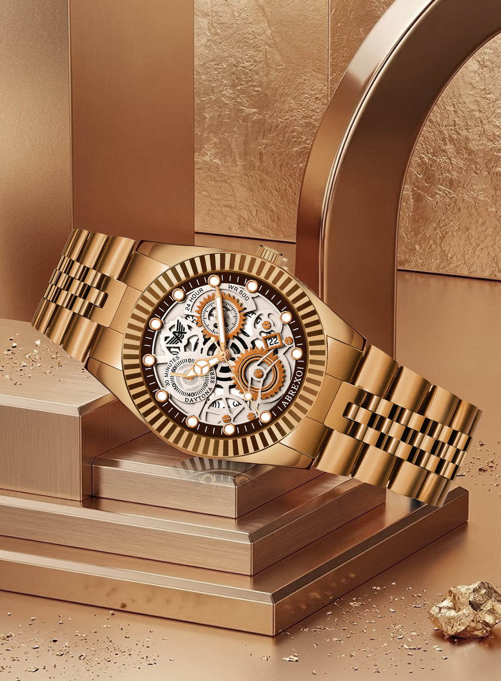 ABREXO DAYTONA Series Analog Watch For Men (Quartz, Stainless Steel, Luxury Watch)