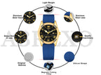 ABREXO, TYCOON Series Date Working Analog Watch For Men (Quartz, Magnet Strap, Green, Gold)