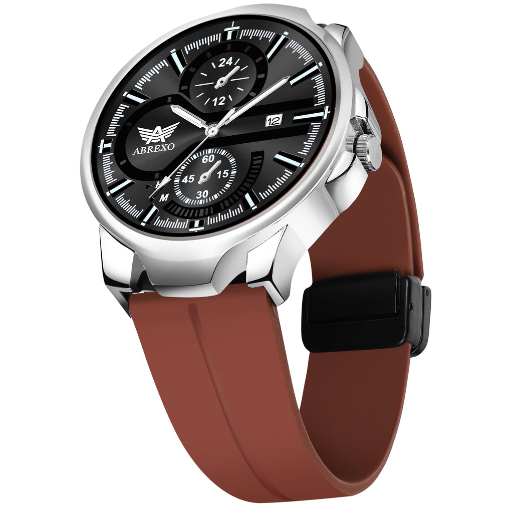 ABREXO, Black Dial Black Magnet Strap Analog Watch For Men (Quartz, Date Display, Men)