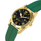ABREXO, TYCOON Series Date Working Analog Watch For Men (Quartz, Magnet Strap, Green, Gold)