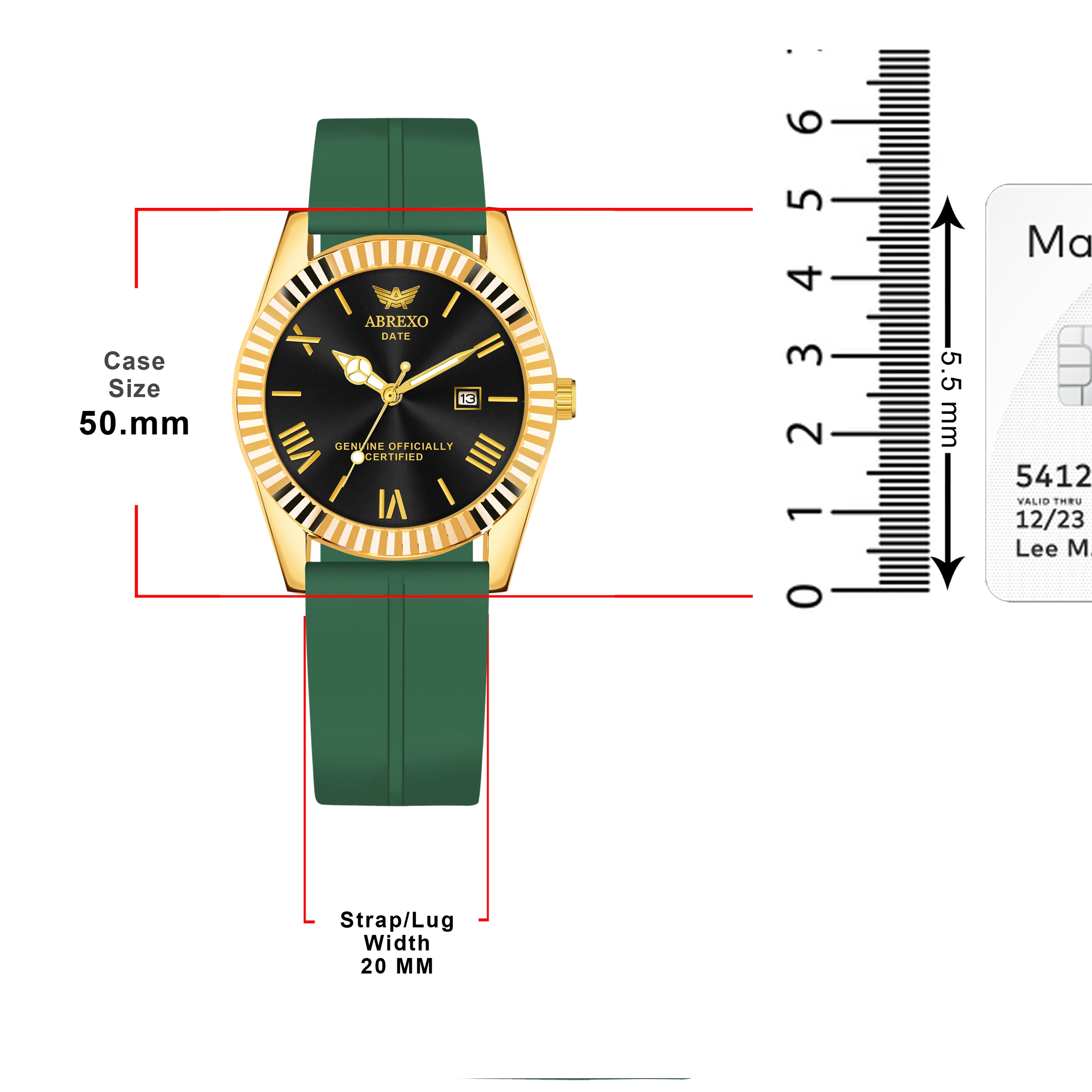 ABREXO, TYCOON Series Date Working Analog Watch For Men (Quartz, Magnet Strap, Green, Gold)