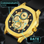 ABREXO, GODFATHER Series Analog Watch For Men (Quartz, Silicone Strap, Golden)