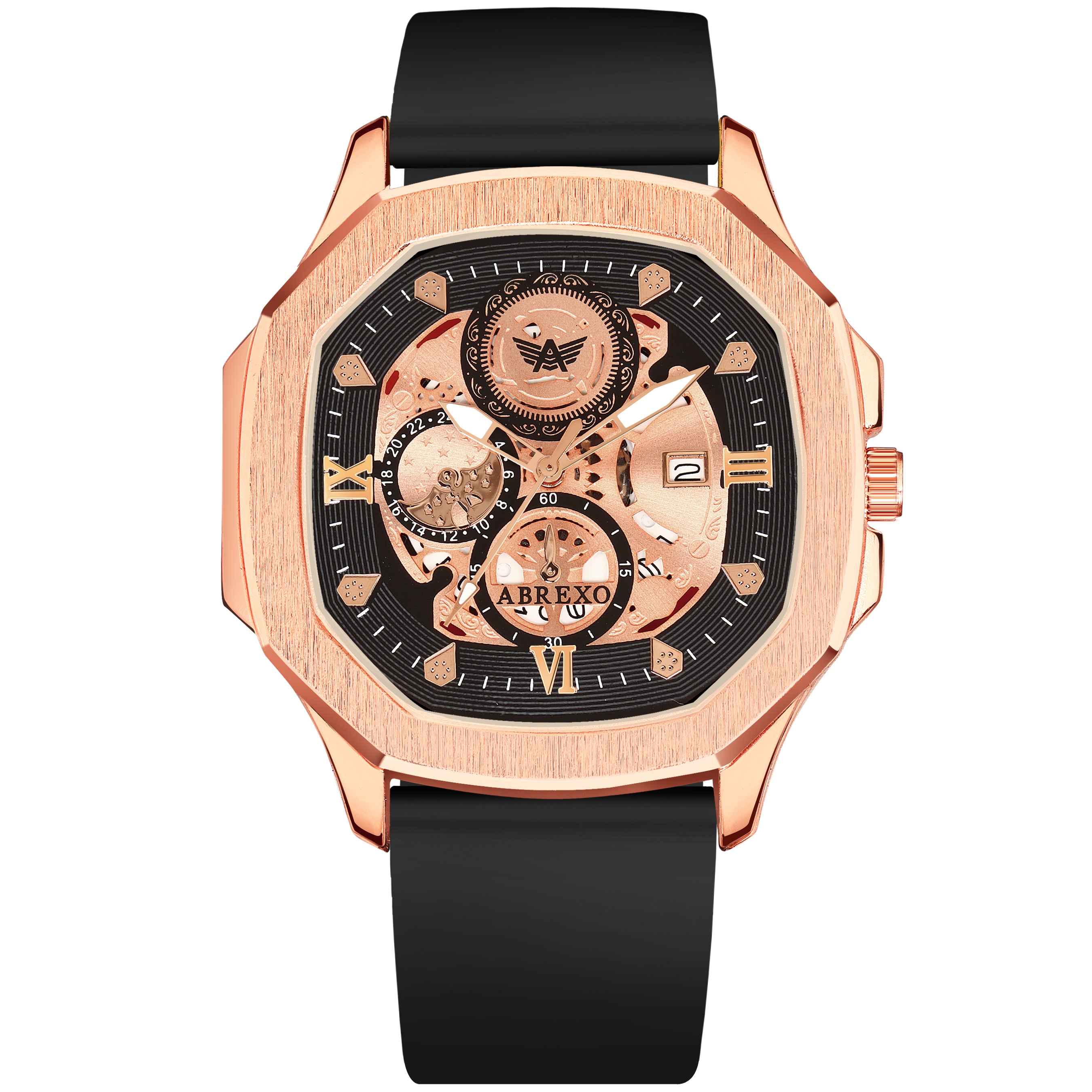 ABREXO, GODFATHER Series Analog Watch For Men (Quartz, Silicone Strap, Golden)