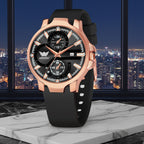 ABREXO, ALPHA Series Analog Watch For Men (Quartz, Silicone, Rosegold)