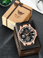 ABREXO, ALPHA Series Analog Watch For Men (Quartz, Silicone, Rosegold)