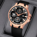 ABREXO, ALPHA Series Analog Watch For Men (Quartz, Silicone, Rosegold)