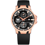 ABREXO, ALPHA Series Analog Watch For Men (Quartz, Silicone, Rosegold)